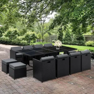 13-Piece Outdoor Wicker Dining Set w/ Cushions - Gardeon