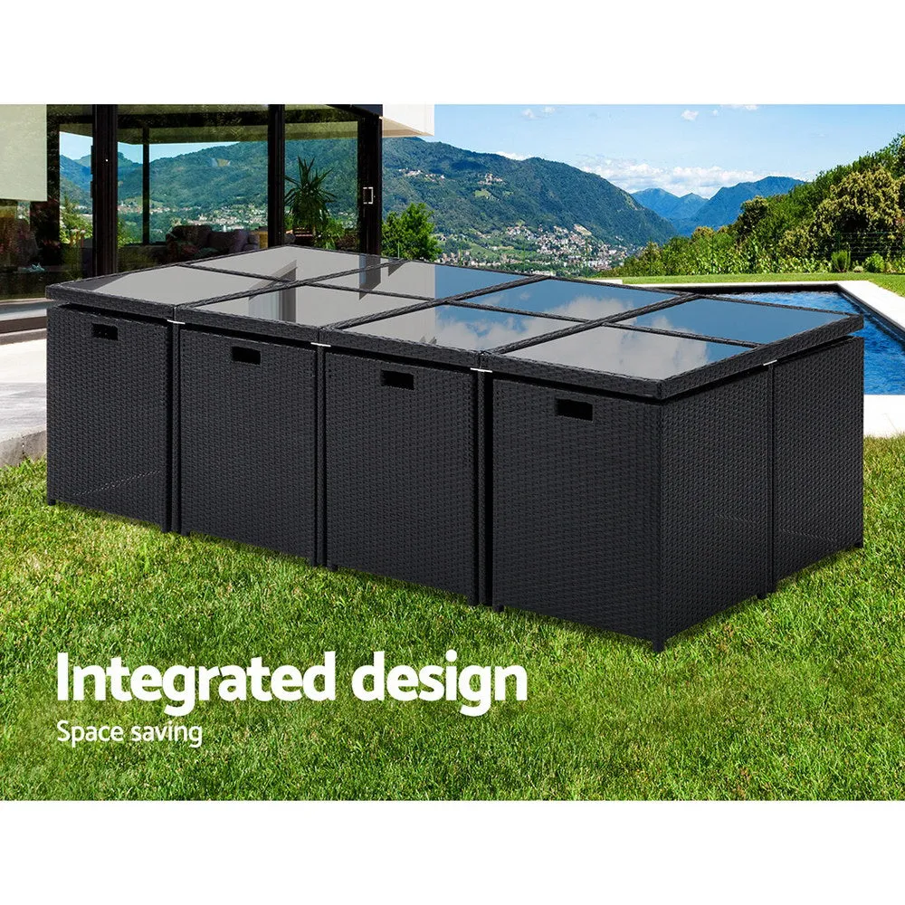 13-Piece Outdoor Wicker Dining Set w/ Cushions - Gardeon