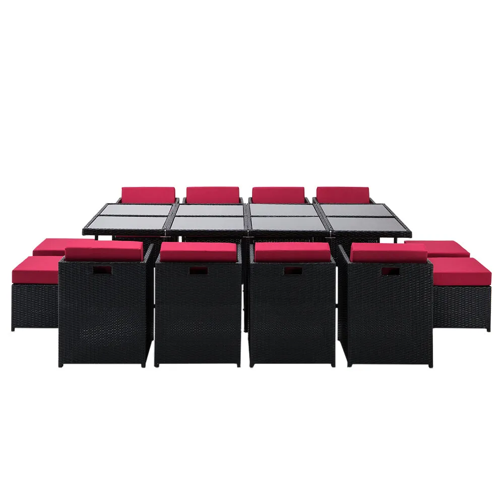 13-Piece Outdoor Wicker Dining Set w/ Cushions - Gardeon