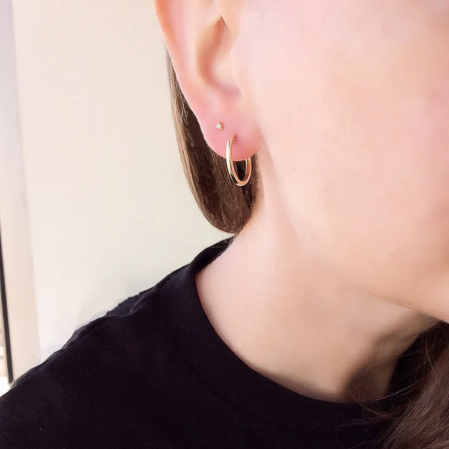 15mm High Polish 14k Gold Huggies