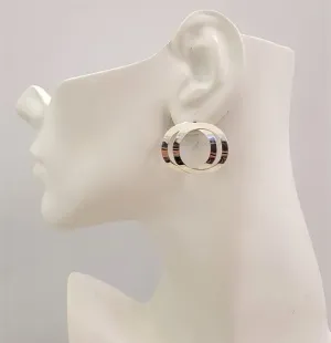 2 Circles Silver Stud Earrings
