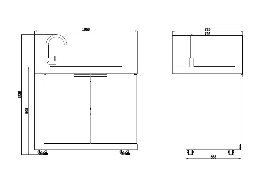 2.4M Rockpool 4B: Designer Black Outdoor BBQ Kitchen Package inc Fridge, Sink Rear Infrared, Rotisserie, BBQ Cover