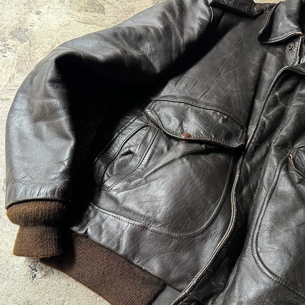 60's～ HORSELAND A-2 type レザーフライトジャケット USA製 240223