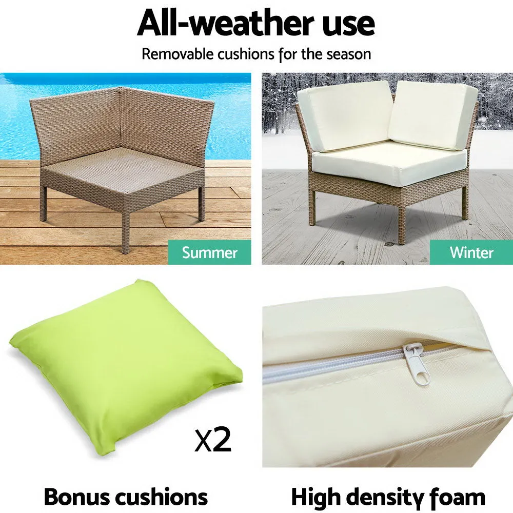 6pcs Outdoor Sofa Lounge Setting Couch Wicker Table Chairs Patio Furniture Beige