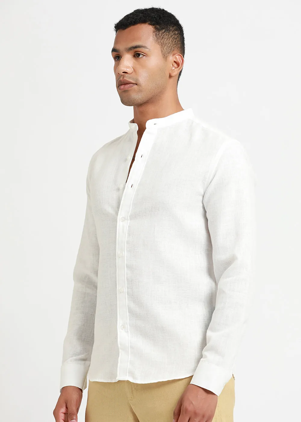 Arctic White Linen Shirt