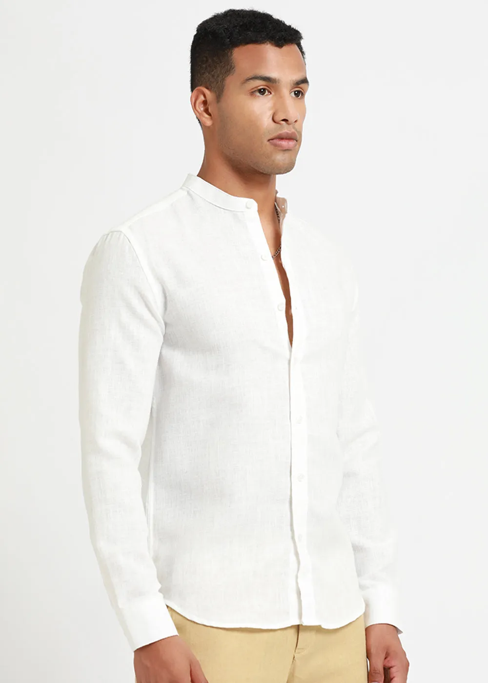 Arctic White Linen Shirt