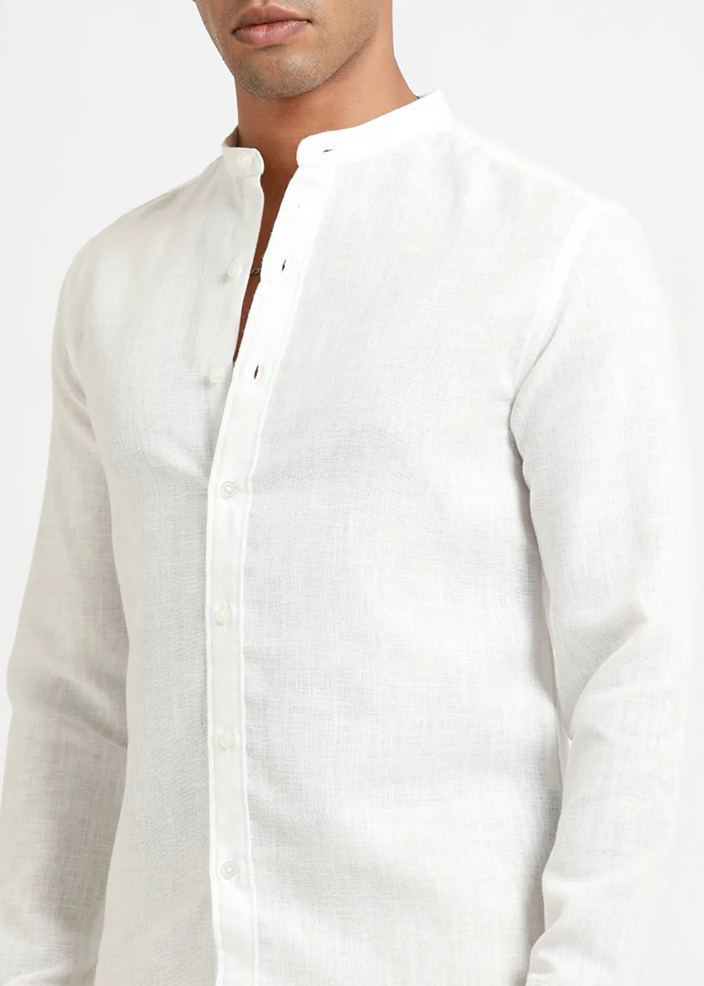 Arctic White Linen Shirt