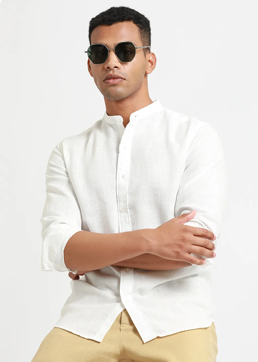 Arctic White Linen Shirt