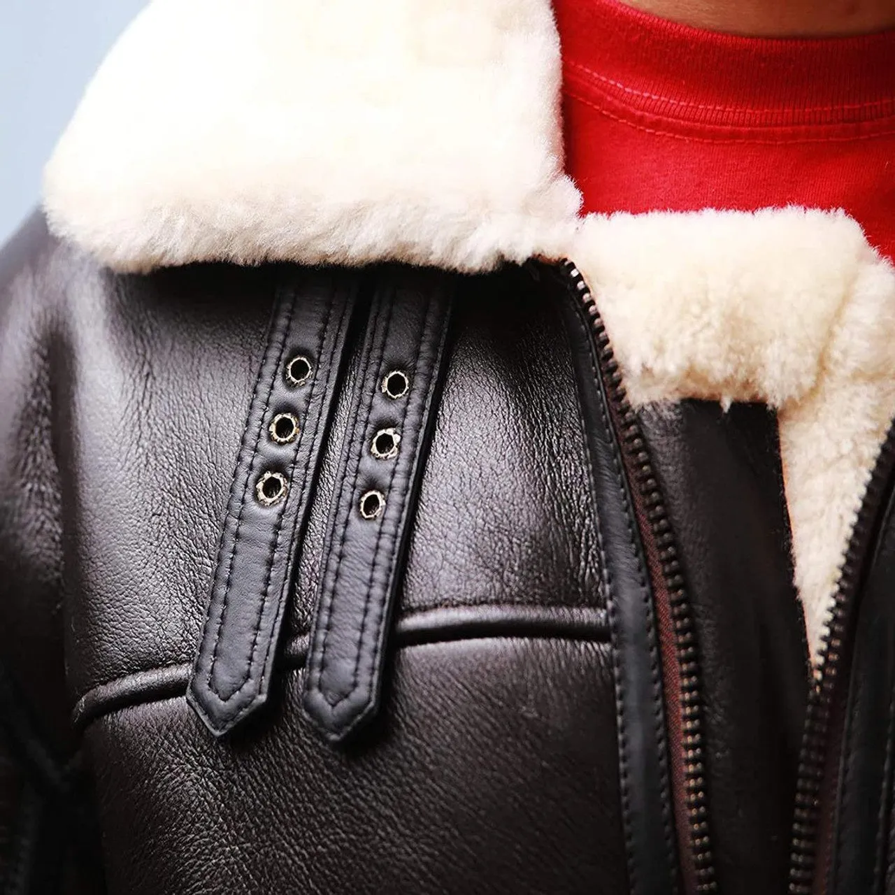 Aviator Flight Leather Jacket Men Shearling jacket