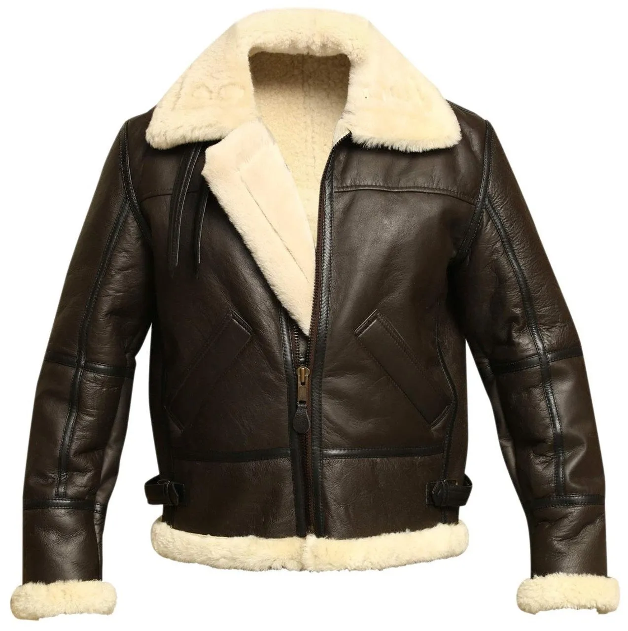 Aviator Flight Leather Jacket Men Shearling jacket