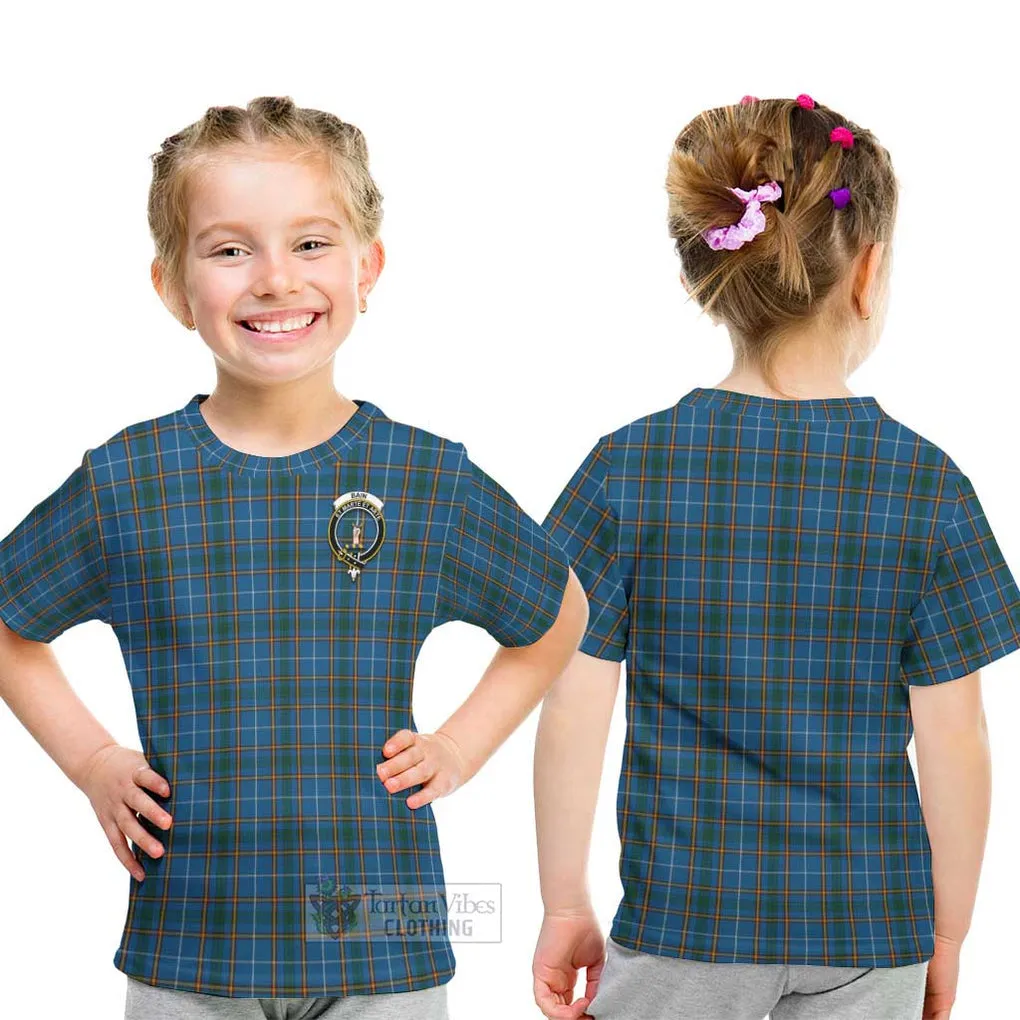 Bain Tartan Kid T-Shirt with Family Crest