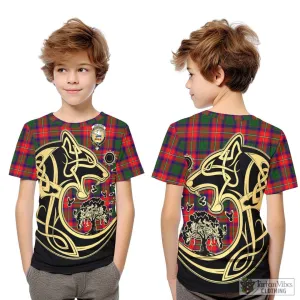 Belsches Tartan Kid T-Shirt with Family Crest Celtic Wolf Style