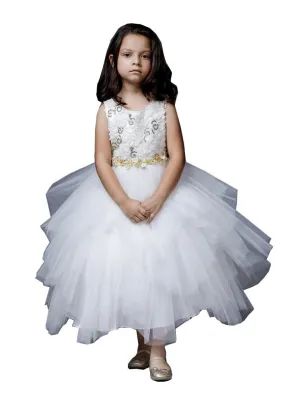 Big Girls Ivory Sequin Tiered Sonia Junior Bridesmaid Dress 8-12