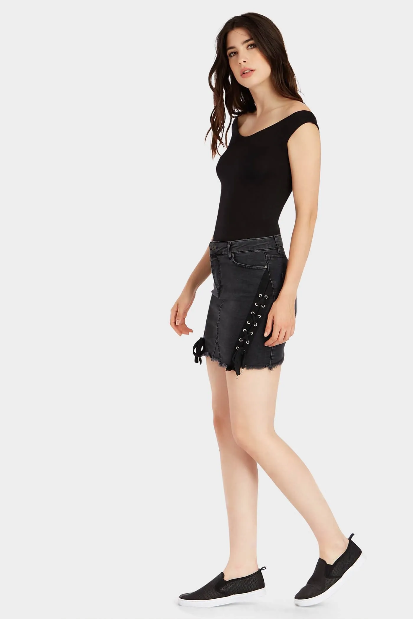 Black Off Shoulder Basic Bodysuit