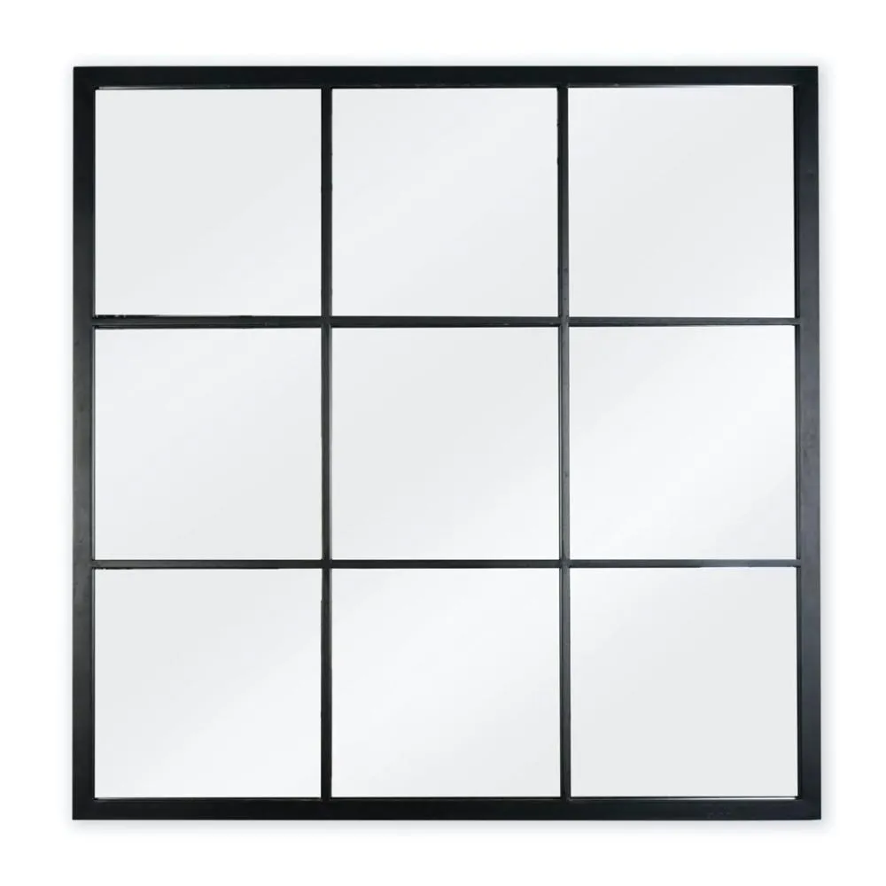 Black Square Window Pane Outdoor Mirror