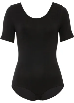 Bpc Bonprix Collection Short Sleeve Cotton Bodysuit, Black