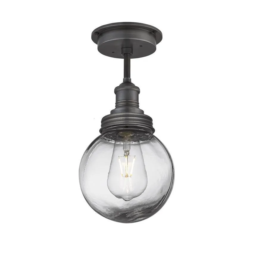 Brooklyn Outdoor & Bathroom Globe Flush Mount - Pewter - Industville