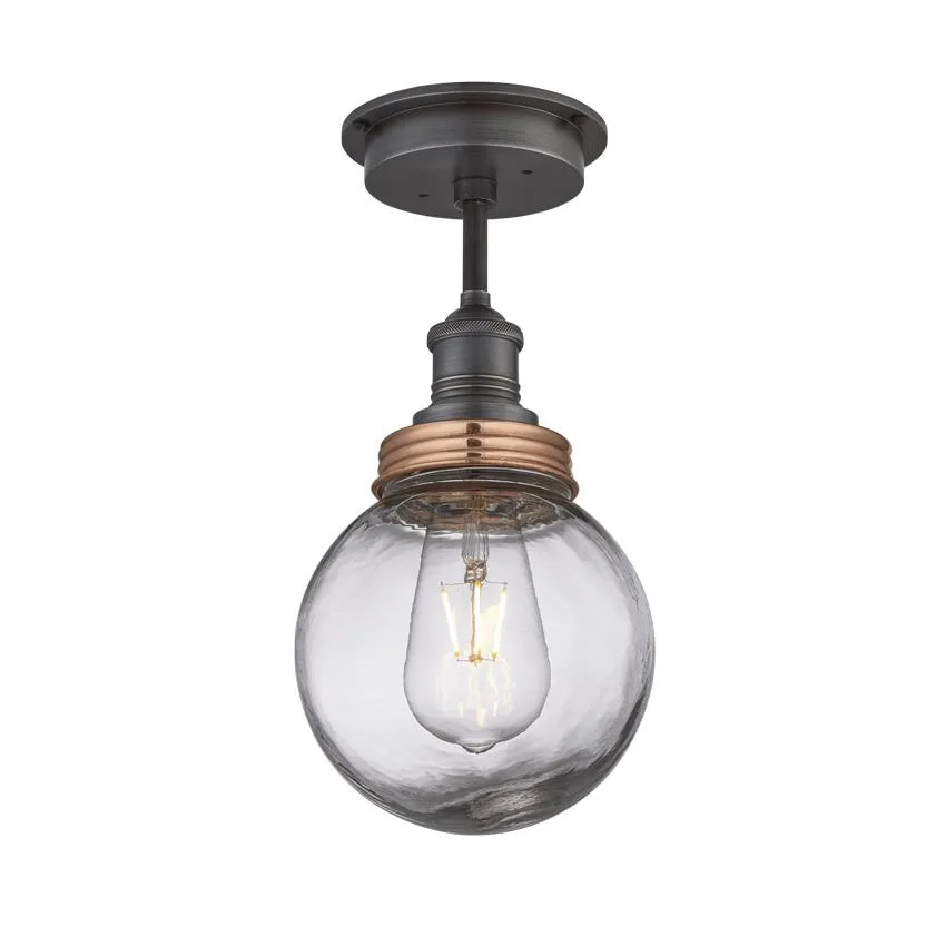 Brooklyn Outdoor & Bathroom Globe Flush Mount - Pewter - Industville