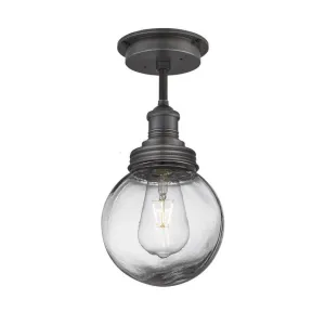Brooklyn Outdoor & Bathroom Globe Flush Mount - Pewter - Industville