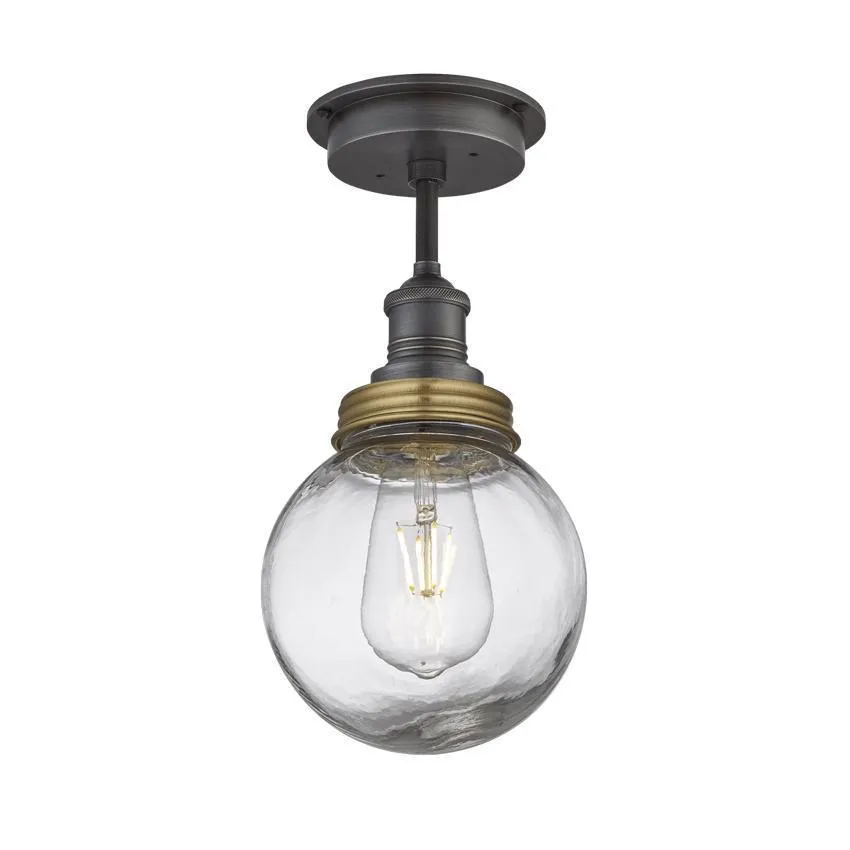 Brooklyn Outdoor & Bathroom Globe Flush Mount - Pewter - Industville