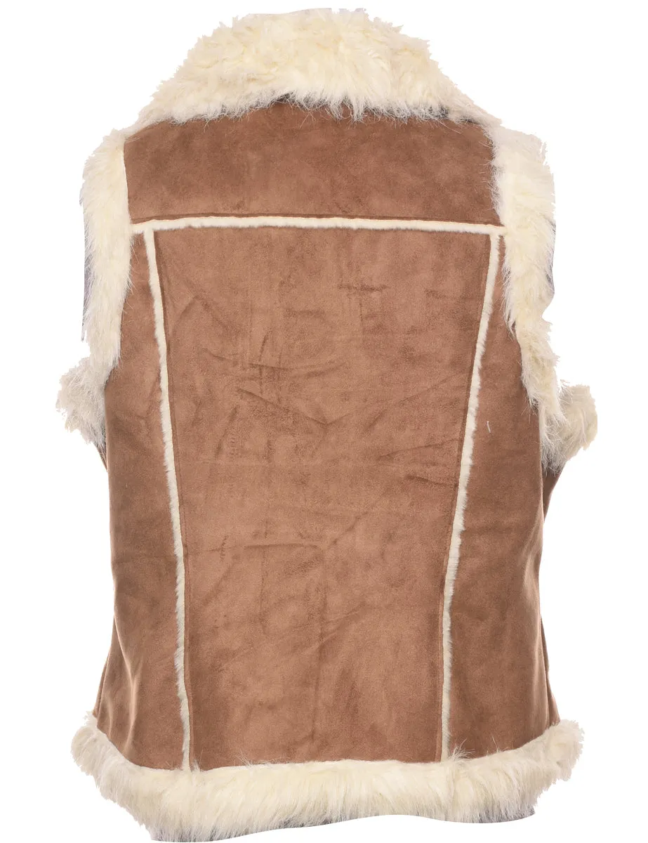 Brown Shearling Y2K Waistcoat - M