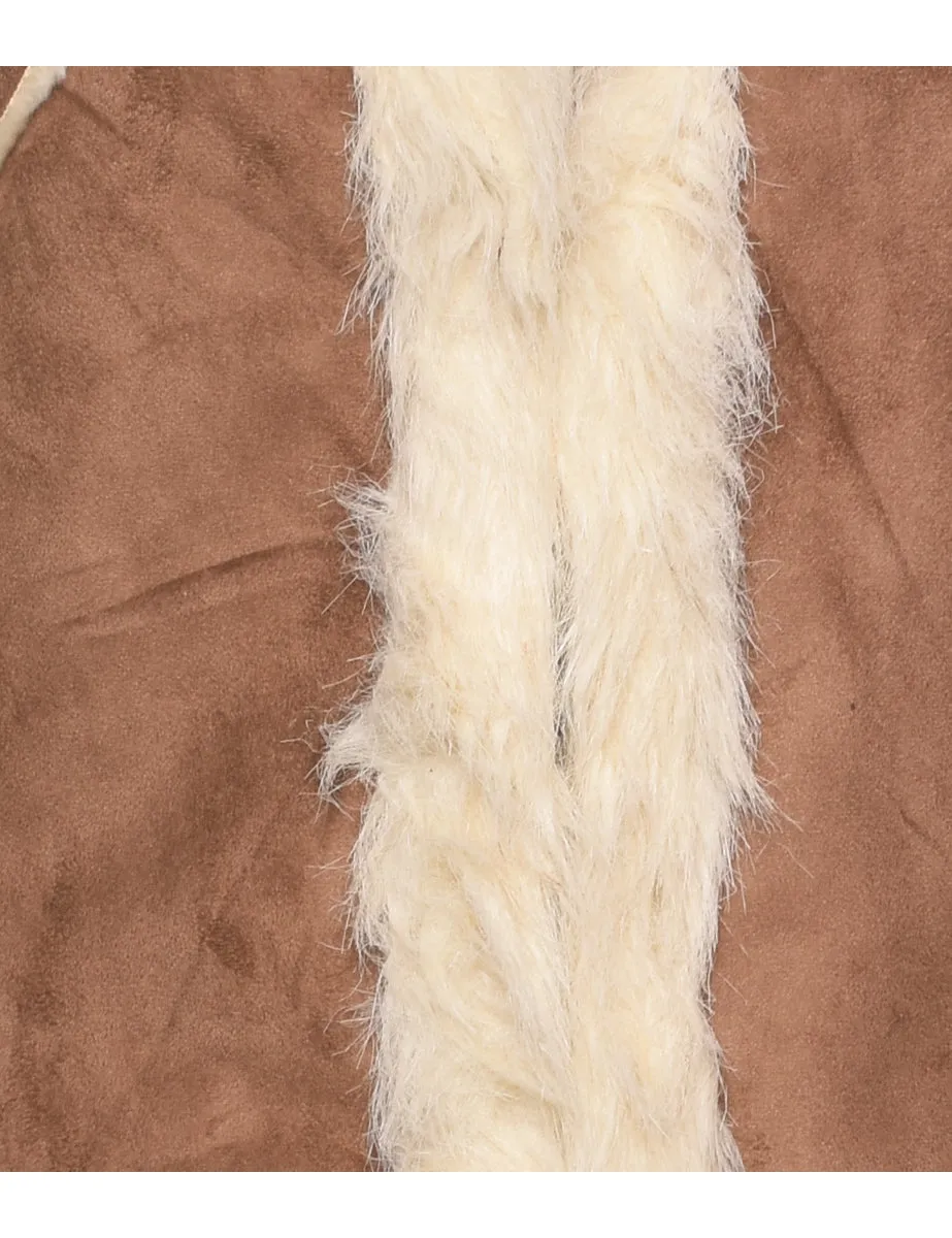 Brown Shearling Y2K Waistcoat - M
