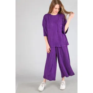 Brushed Wide Leg Pants Purple