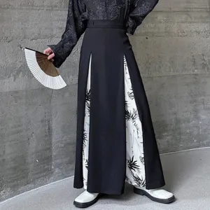 Casual Patchwork Chinese Style Loose Pants