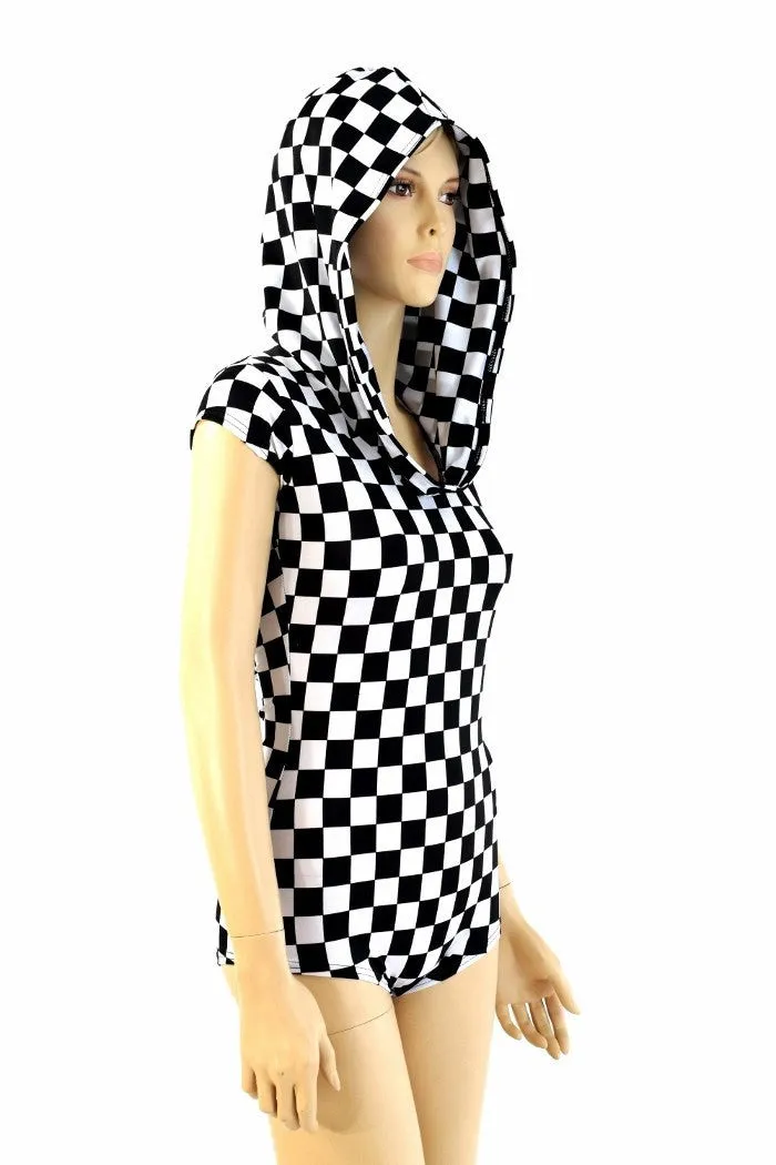 Checkered Hoodie Romper