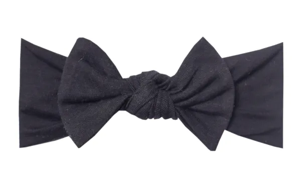 Copper Pearl - Infant Stretchy Soft-Knit Bow Headband in Midnight Black