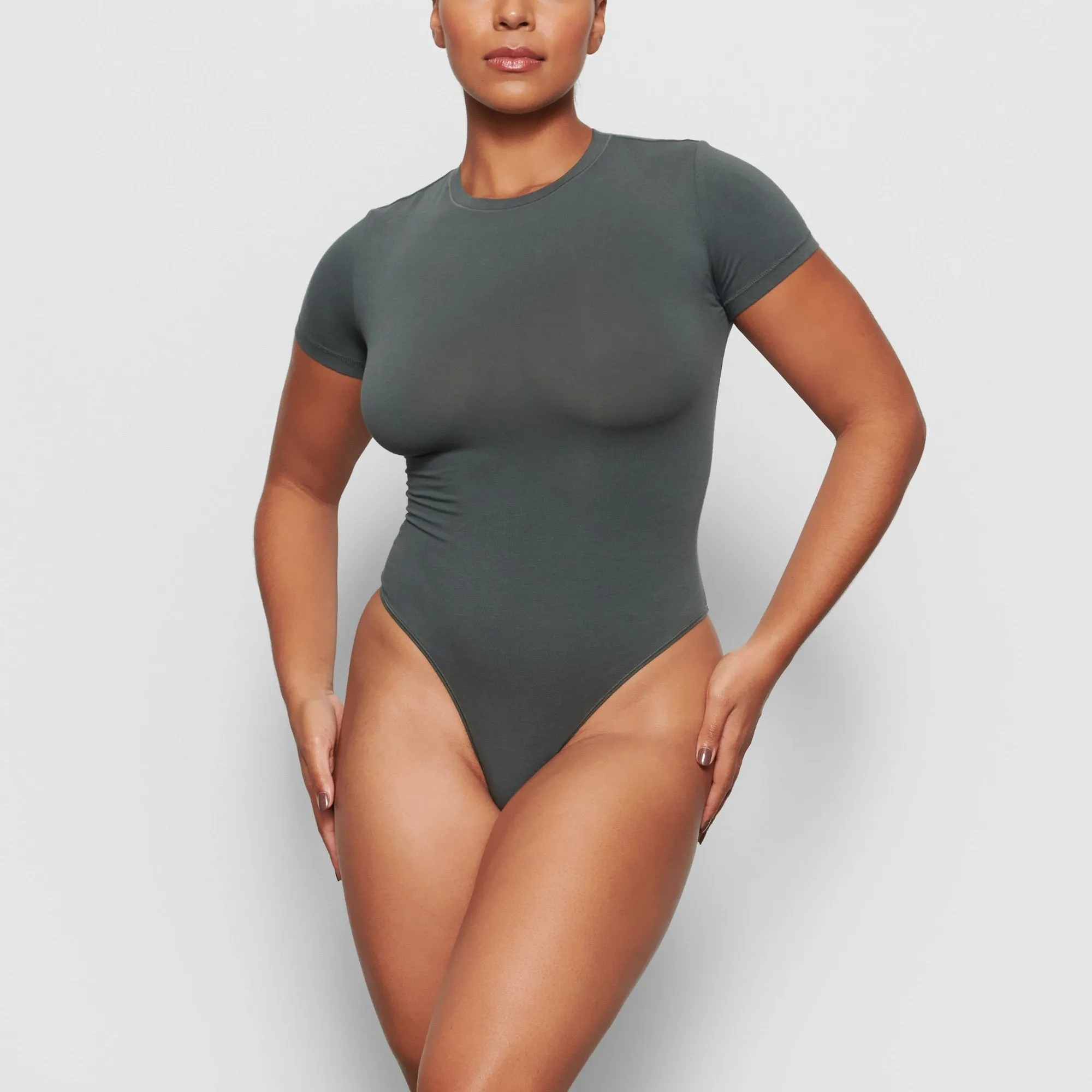 COTTON JERSEY T-SHIRT BODYSUIT | DEEP SEA