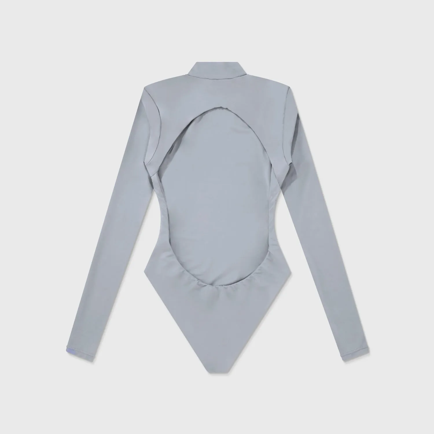 Cut-Out Back Bodysuit - Light Gray