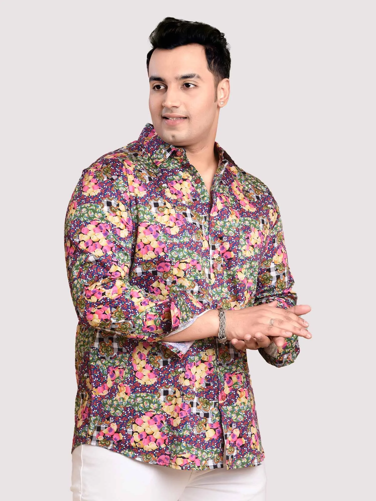 Daisy Patch Digital Printed Shirt Men's Plus Size