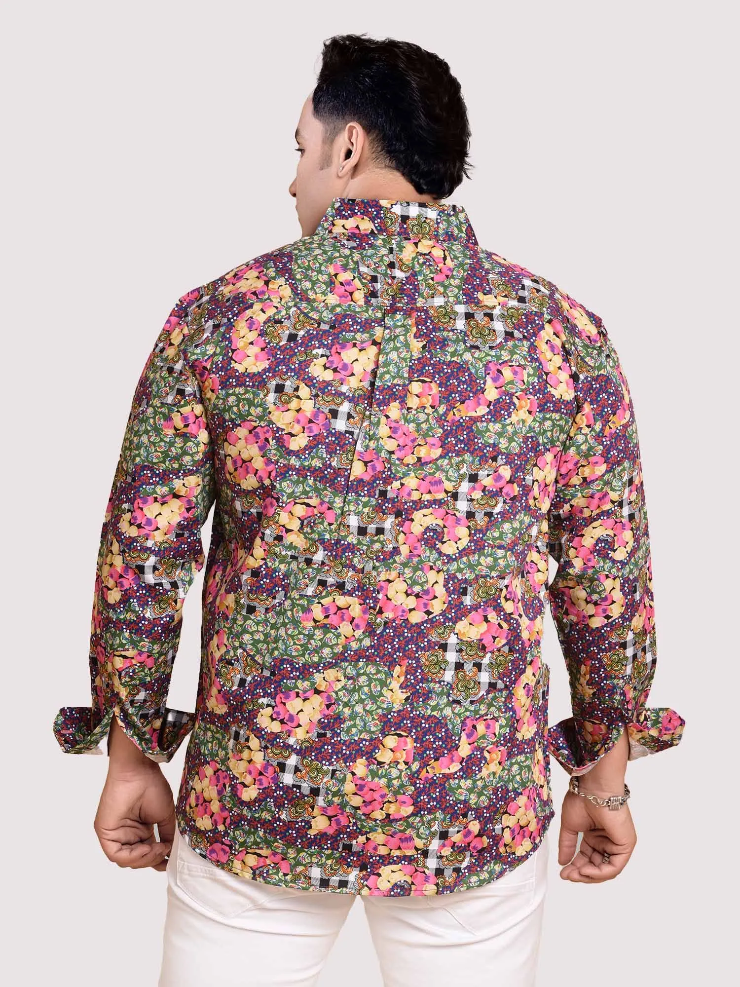 Daisy Patch Digital Printed Shirt Men's Plus Size