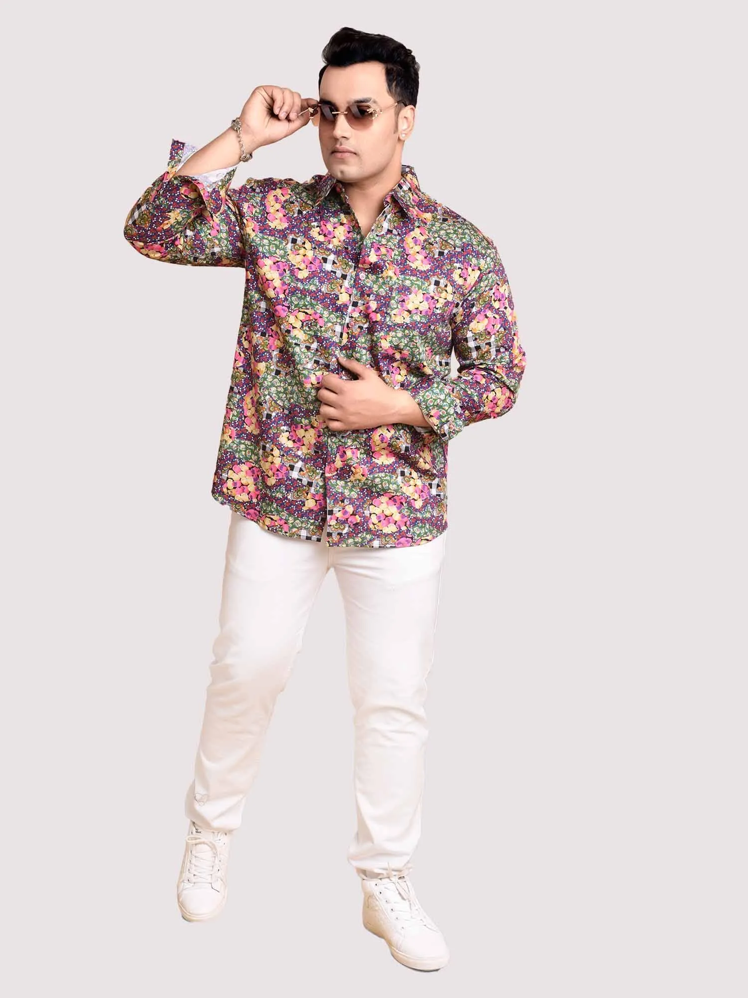Daisy Patch Digital Printed Shirt Men's Plus Size