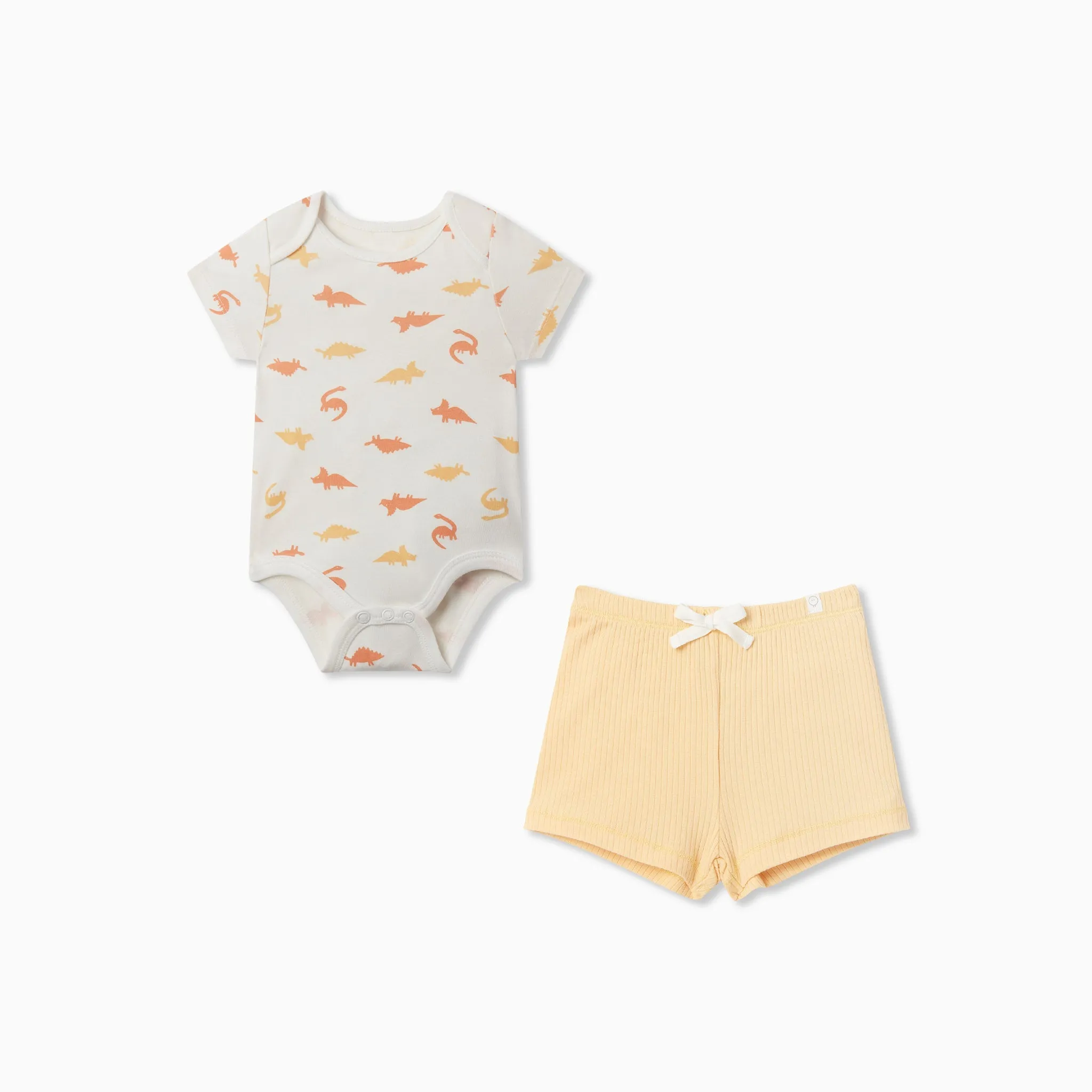 Dino Short Sleeve Bodysuit & Ribbed Short Outfit