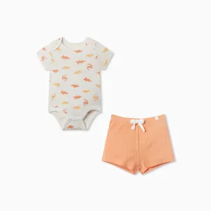 Dino Short Sleeve Bodysuit & Ribbed Short Outfit