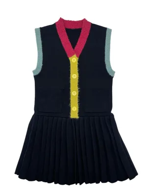 dress knit colorblock trims - black