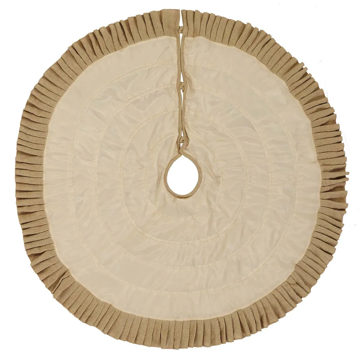 Festive Natural Burlap Ruffled Tree Skirt
