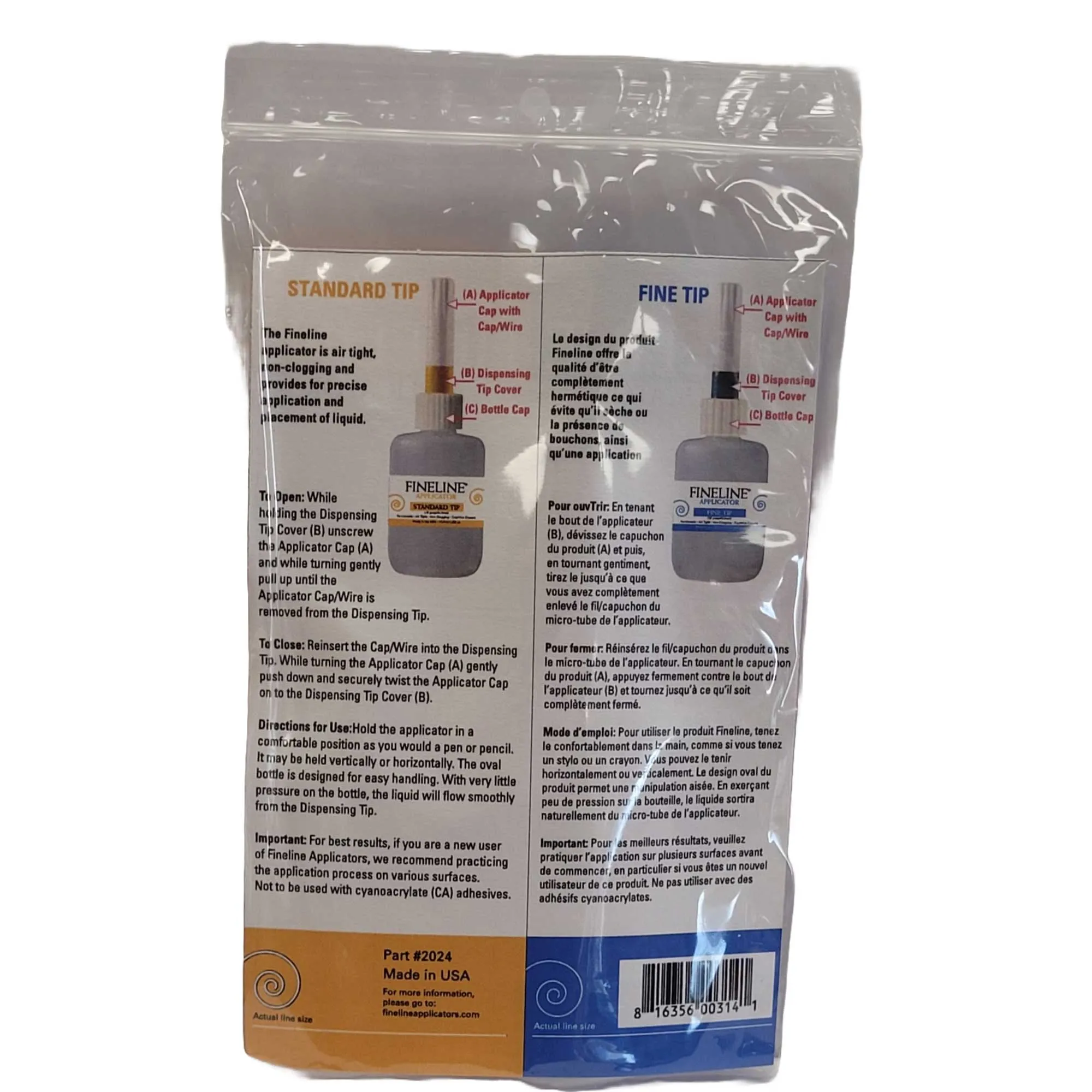 Fineline Slip/Underglaze Oval Bottle Applicator, 2 Pack - 20ga & 18ga Tip
