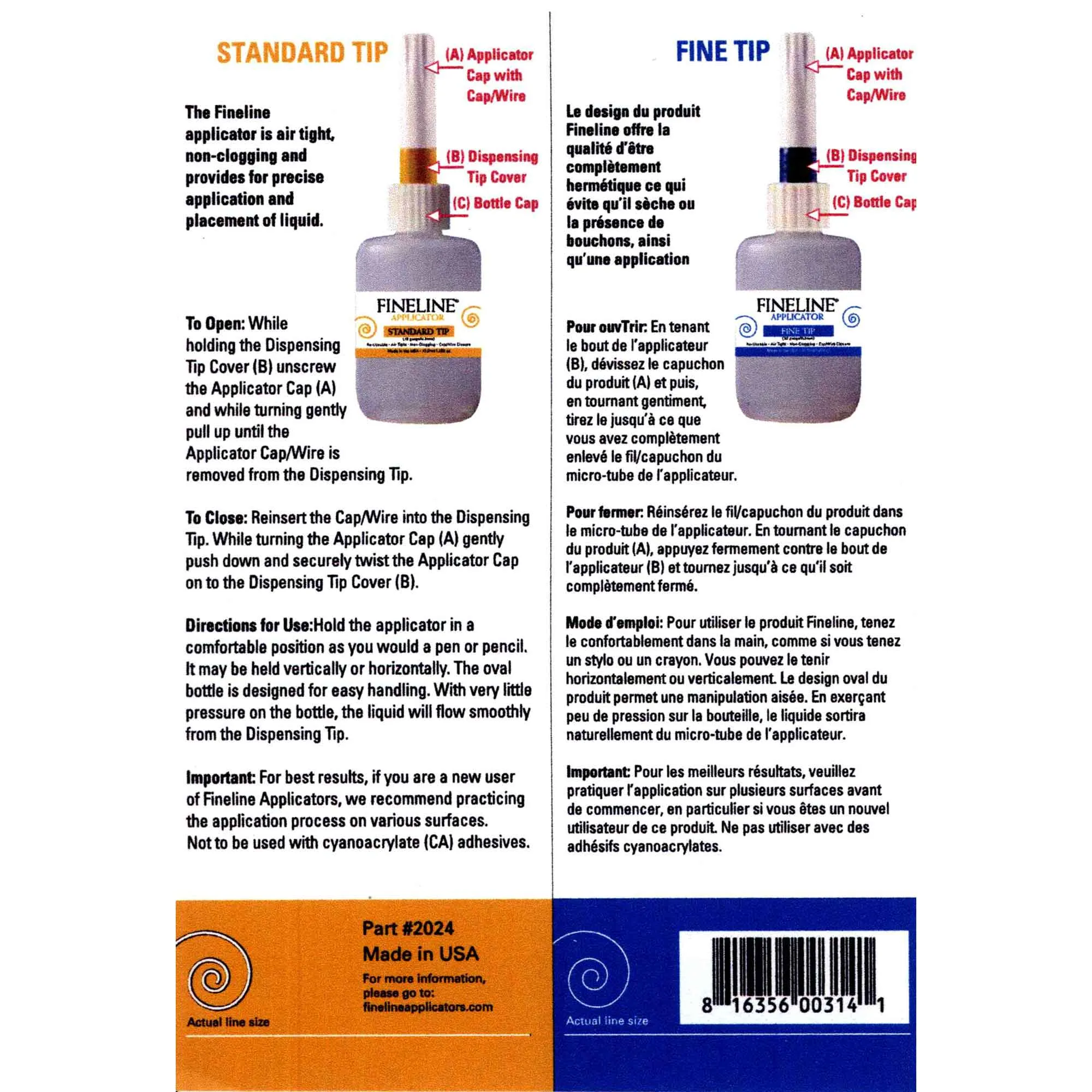 Fineline Slip/Underglaze Oval Bottle Applicator, 2 Pack - 20ga & 18ga Tip