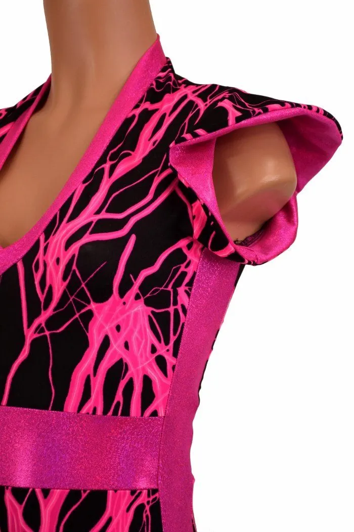 Flip Sleeve Paneled Lightning Romper