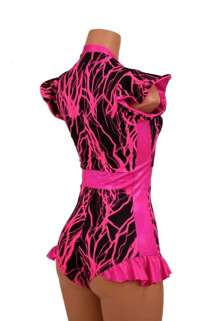 Flip Sleeve Paneled Lightning Romper