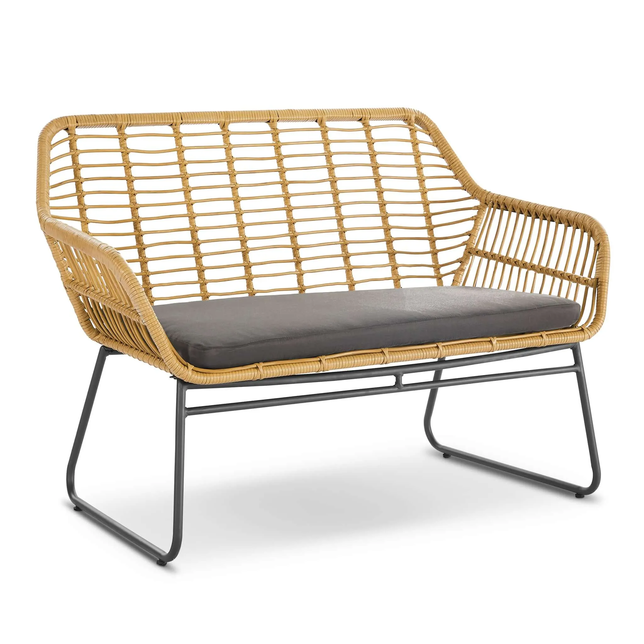 Florence Wicker PE Rattan Garden Outdoor Sofa, Table & Chairs 4 Piece Set