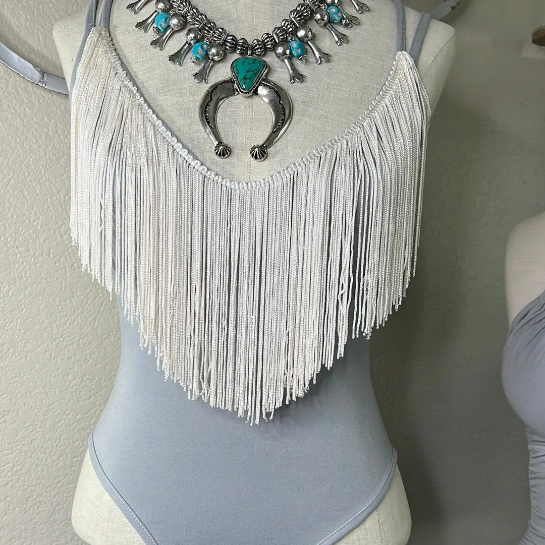 Fringe Platinum Crisscross Bodysuit