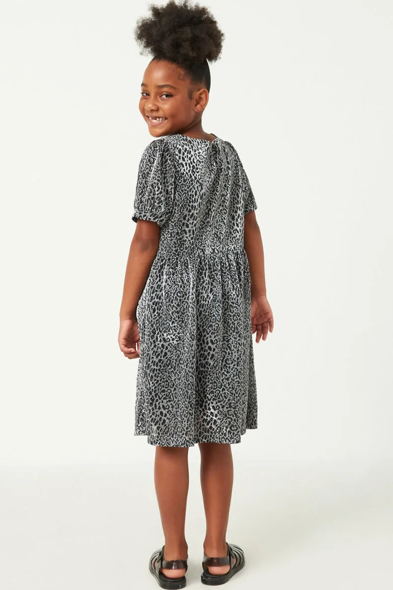 Girls Metallic Animal Print Knit Dress