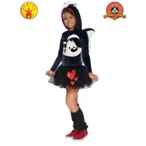 Girls Pepe Le Pew Hooded Costume - S