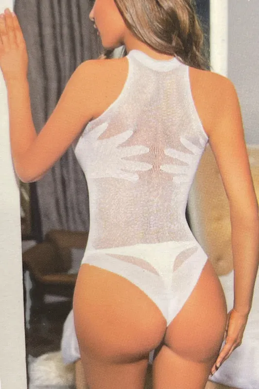 Glow in The Dark Grab On Mesh Halter Bodysuit