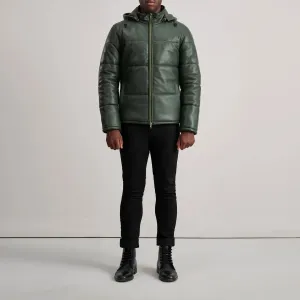 Gordon Green Hooded Leather Puffer Jacket