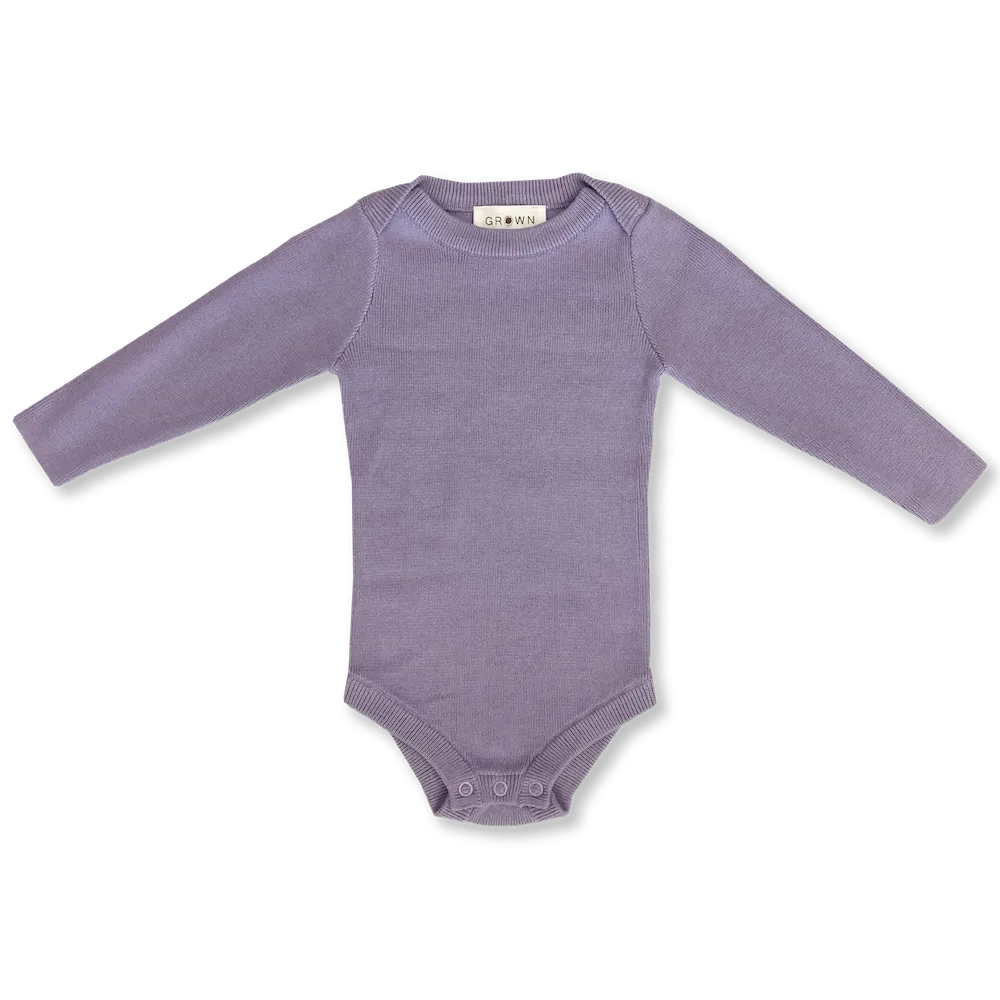 Grown Organic Ribbed Essential Bodysuit - Iris